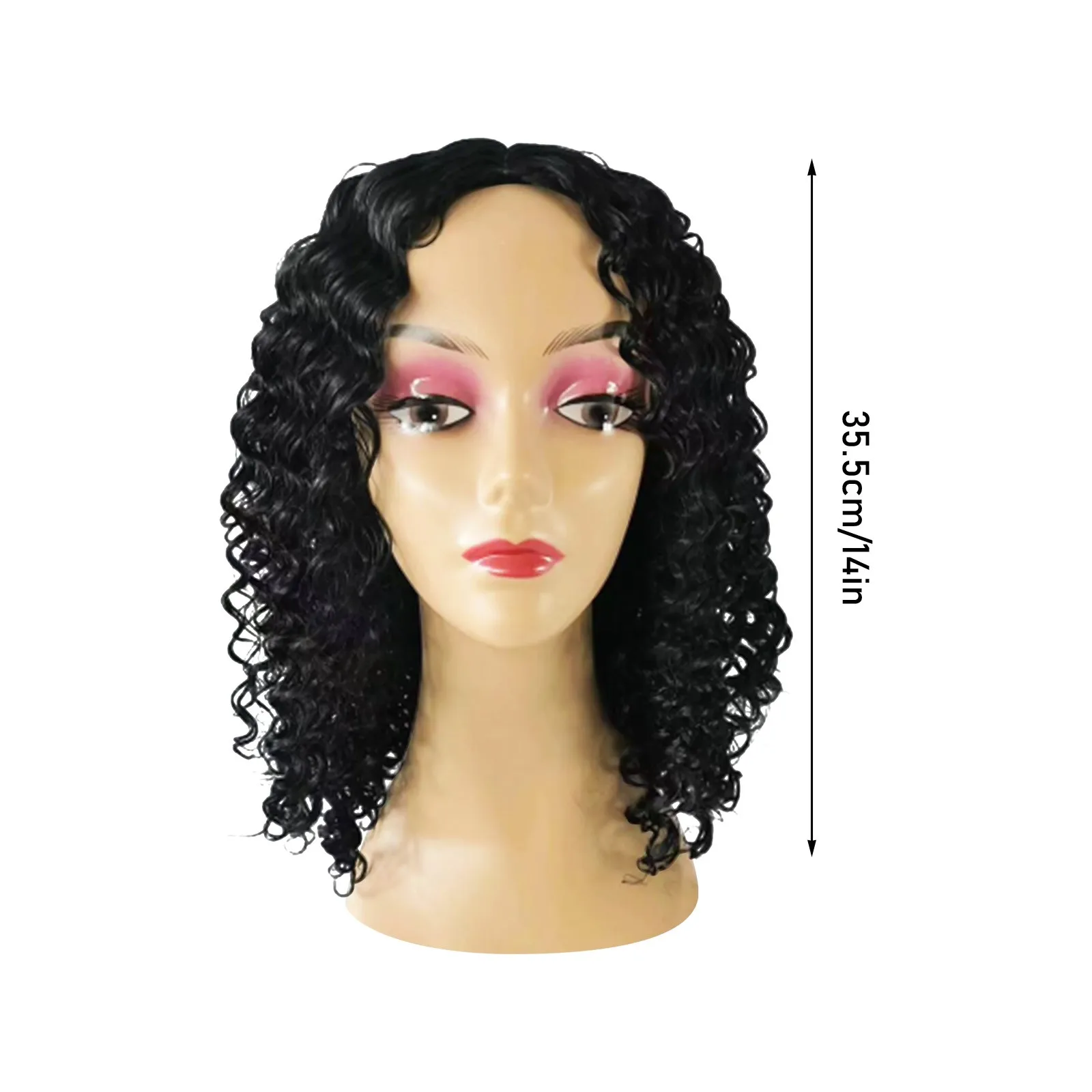 Small Curly Wigs Popular Solid Color Short Curly Synthetic Hair Fashion Parting High Temperature Chemical Fiber Hair Wig