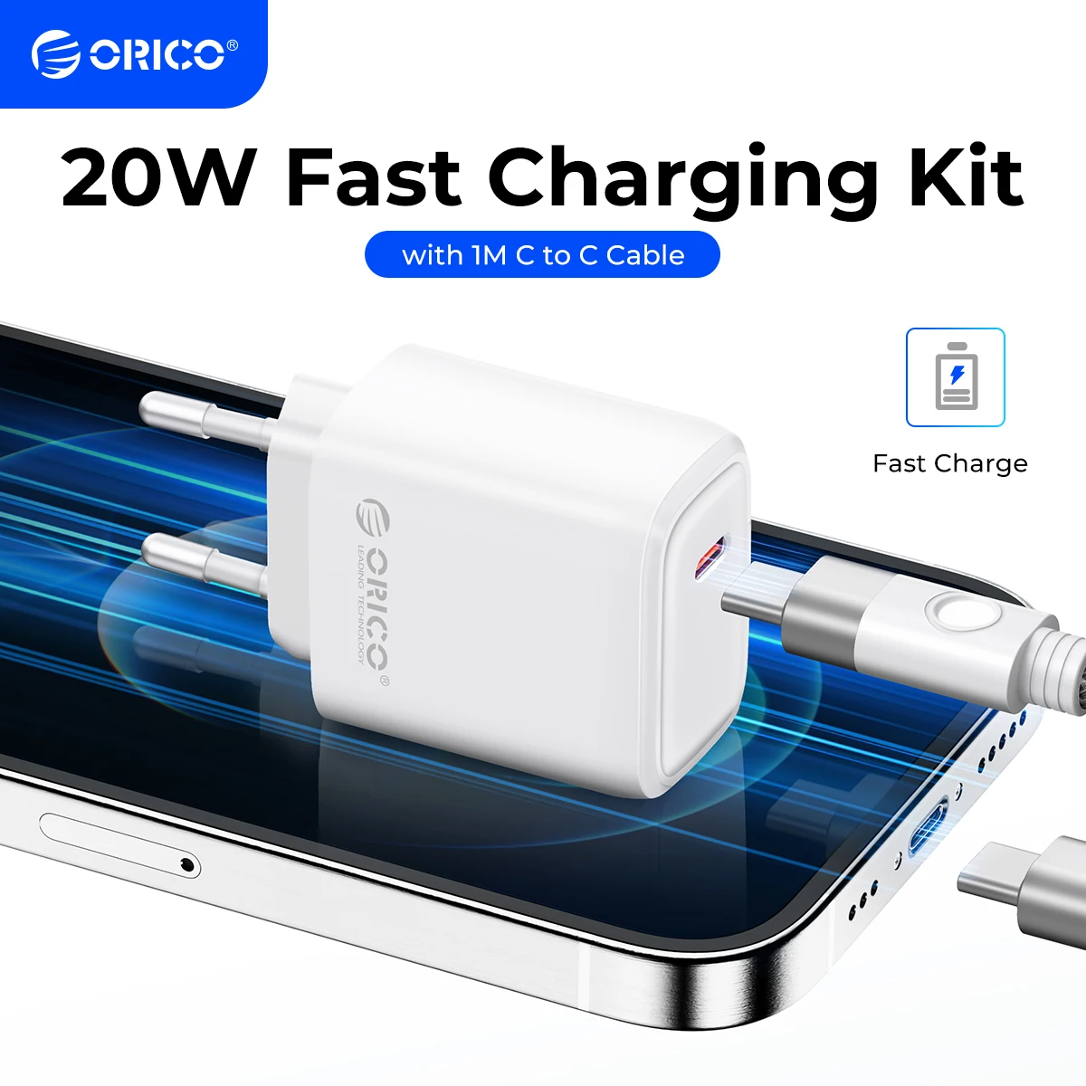 ORICO-Portable USB C Charger Type C Support PD Fast Charging For IPhone 15 14 13 12 11 Pro Max 8 Plus 20W