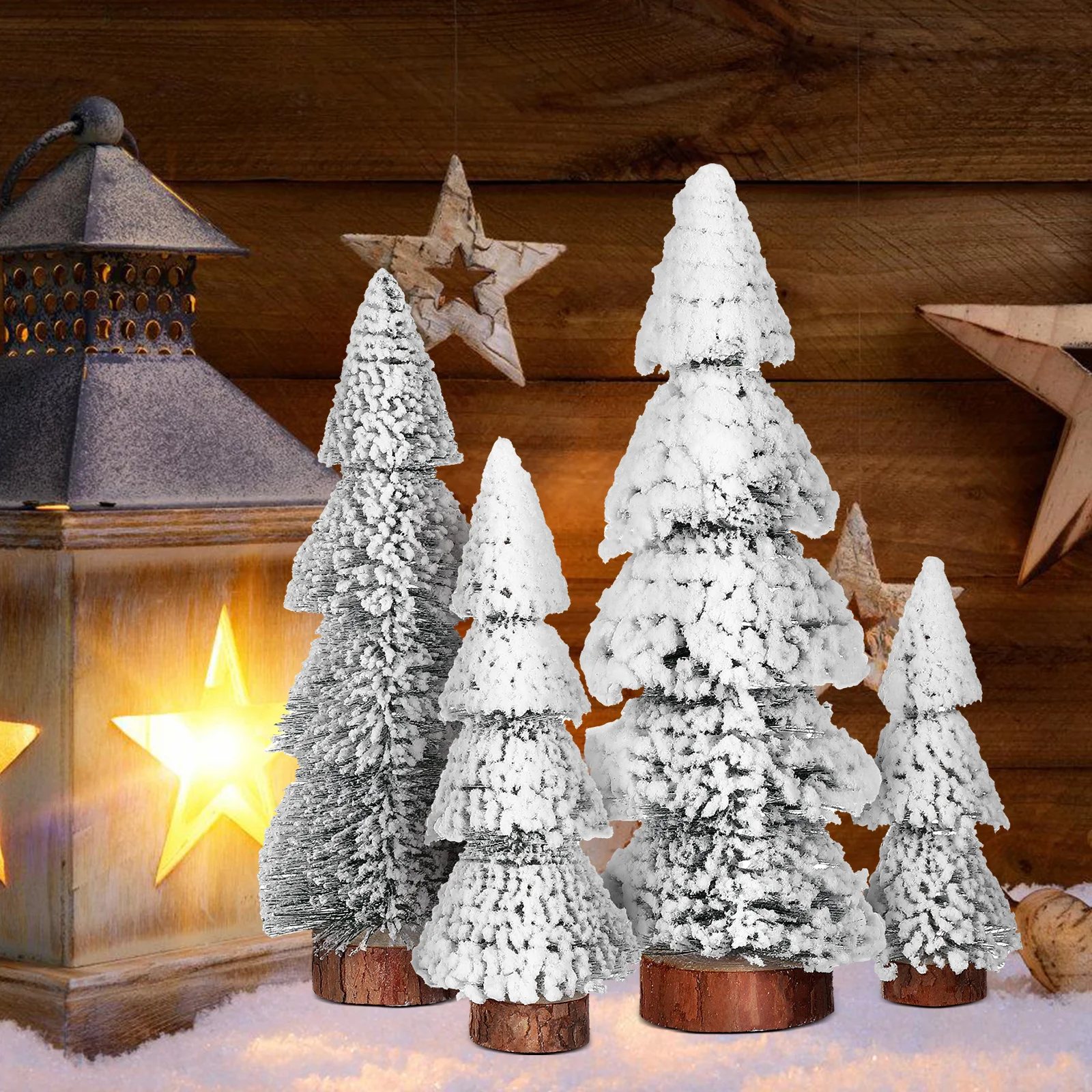 

4Pcs Desktop Xmas Trees Realistic Artificial Mini Christmas Tree Set for Photo Prop Holiday Craft Decoration Festive Look