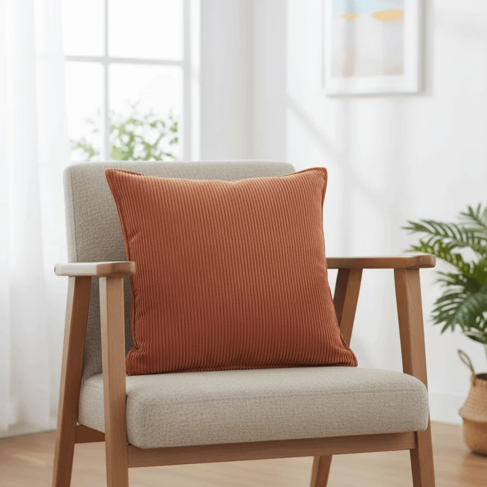 

Durable Japanese style Corduroy Striped Throw Pillow Cover Solid Color Soft Sofa Pillowcase Thickened Square Cushion Cover Couch