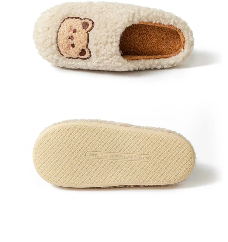 TZLDN Mode männer Hausschuhe Winter Warme Cartoon Bär Schöne Innen Weiche Sohle Nicht-slip Schlafsaal Kausalen Hause Plüsch schuhe Paar – Detail 21