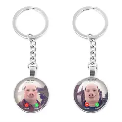 John Pork Is Calling Answer Call Phone Humor Funny Pig Lover Graphic  Meme Glass Dome Pendant Cabochon Keychain Jewelry Gifts