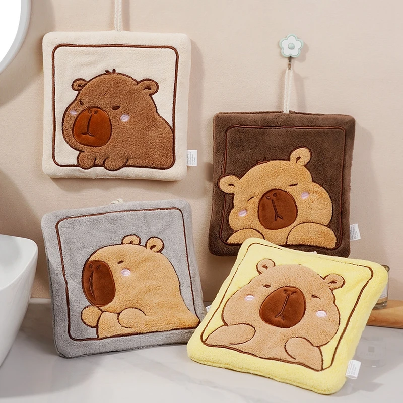 Home Cute Hand Towel Kitchen Towel Capybara Hand Towel Wet Wipes Absorbent Towels Household Cloth Wipe Dishcloth Toalla Capibara