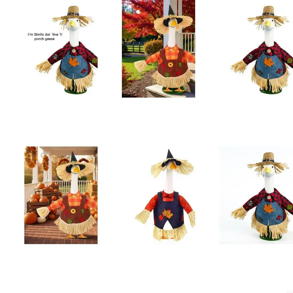 23 Inch Porch Statue Outfit Set, Harvest Theme, Polyester Fabric for Porch, Garden, and Entryway Display Use Set 87HA