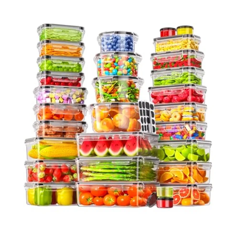 

Контейнеры для хранения продуктов с крышками, герметичные, 30 крышек и 30 контейнеров, набор герметичных контейнеров для кухни, для подготовки еды, без BPA.