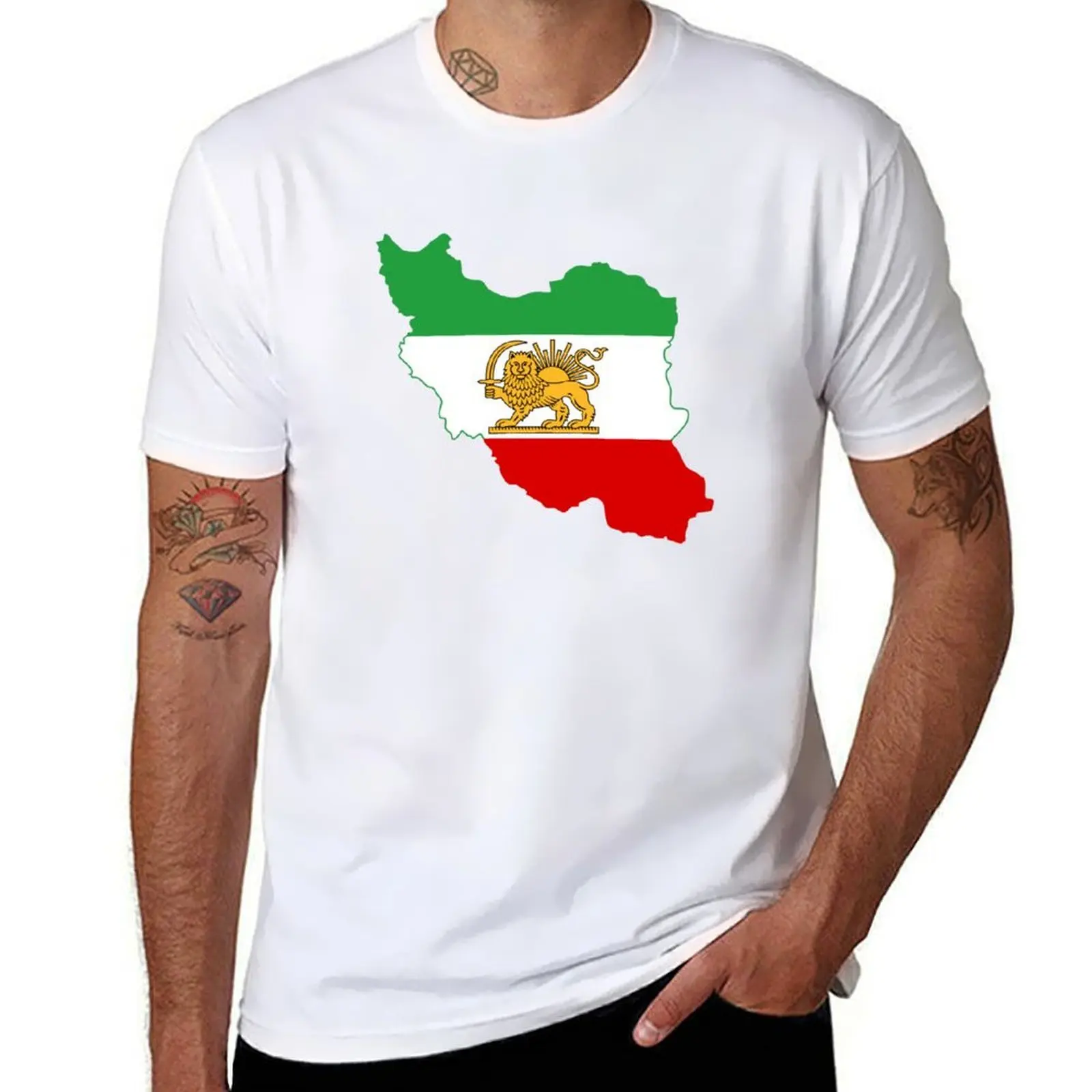 

Flag Map of Iran, Iranian Flag, 1964-1980 T-Shirt cotton t shirt pack anime t shirts oversize T-Shirt