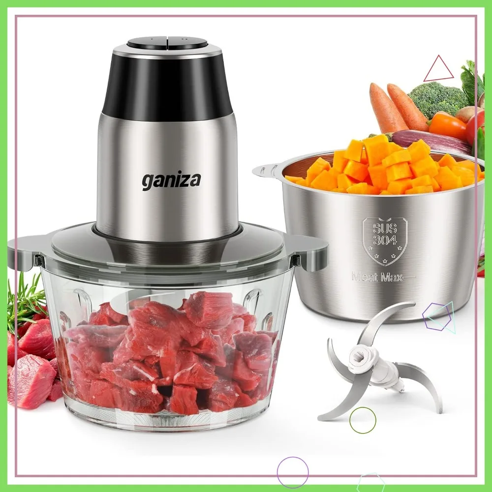 

Electric Food Processor with Meat Grinder & Vegetable Chopper - 450W Motor, 2 Bowls & Dual Blades for Kitchen Prep