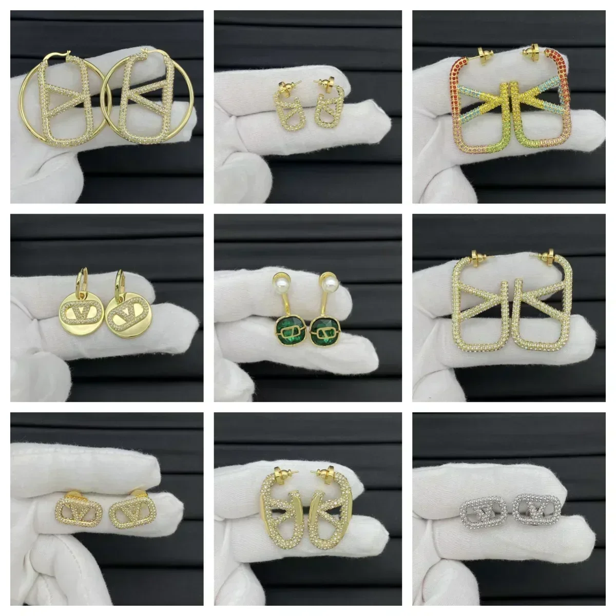 

High-end Geometric Hollowed Out Letters with Full Diamond 925 Pure Silver Ear Studs for Women's Niche Design To Give To Family