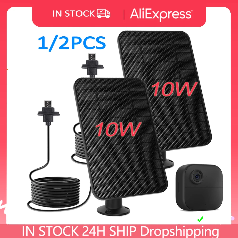 5V 10W Zonnepanelen Voor Blink Buiten 4 2000Mah Zonnecel Paneel Met 13ft Cahrging Koord & Waterdichte Rubberen Plug,1/2Pcs