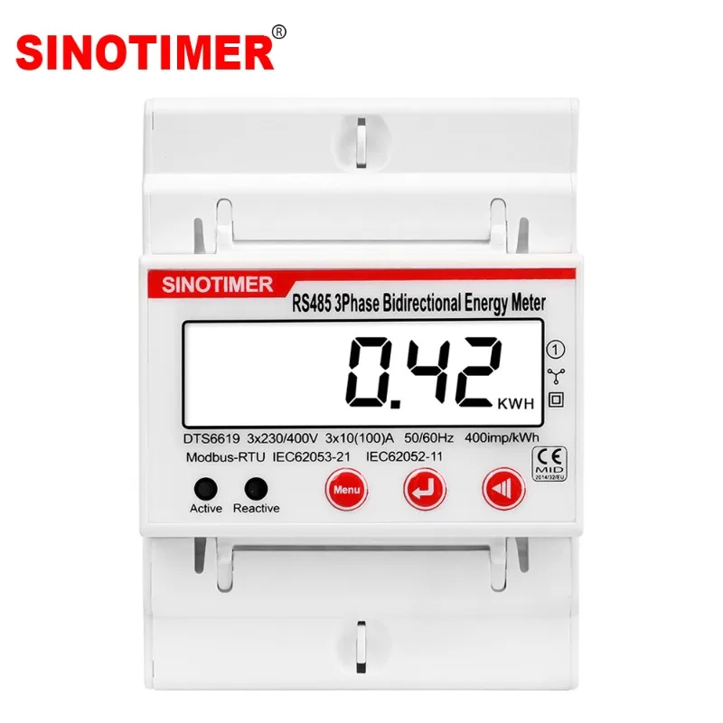 3 Phase Bidirectional Energy Meter 4P RS485 Modbus RTU DIN Rail Power Meters KWh Voltage Current HZ Wattmeter 380V AC 100A view 5