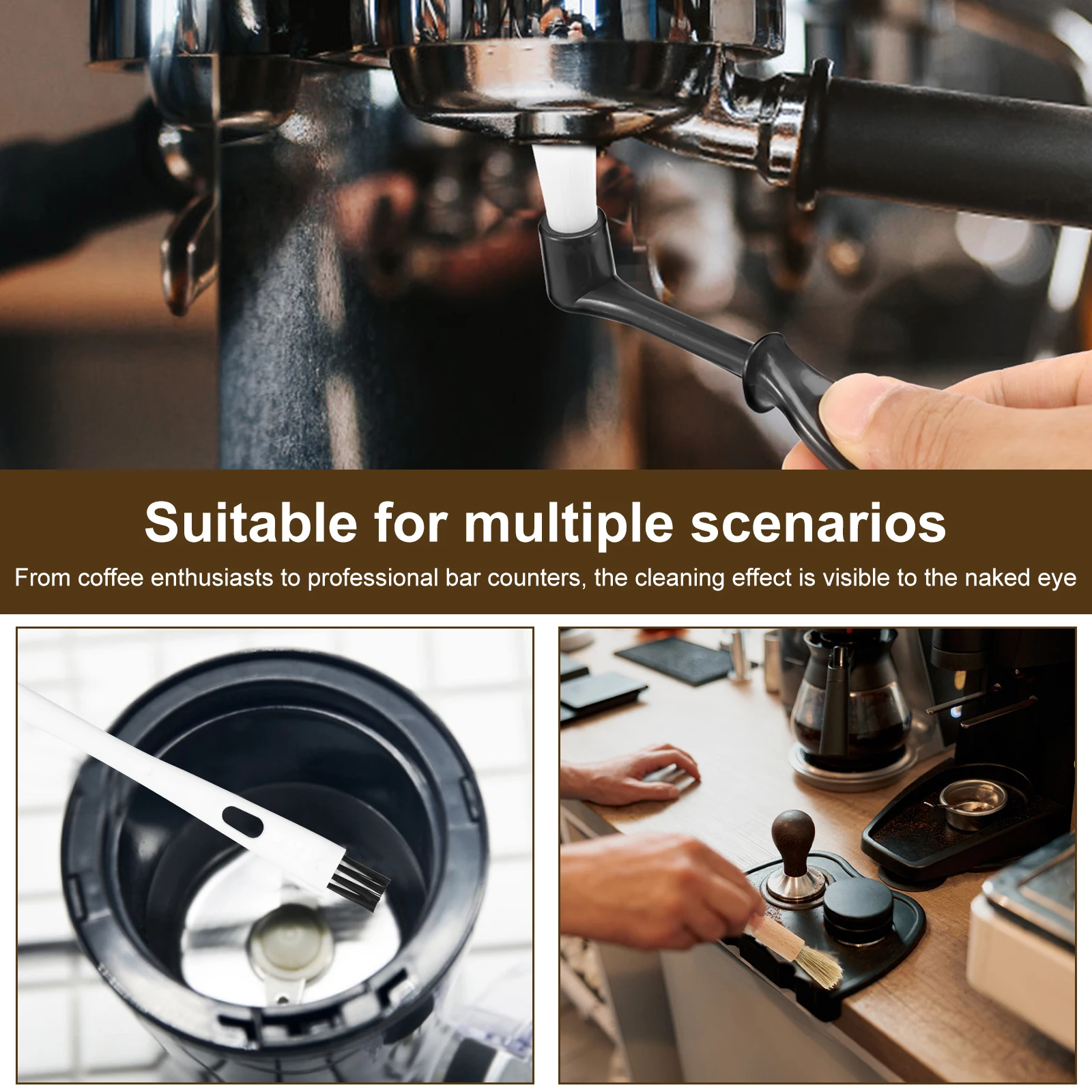 5 قطعة مجموعة فرشاة القهوة مع شعيرات النايلون عالية الكفاءة متعددة الاستخدامات ماكينة إسبريسو تنظيف فرشاة للمنزل المطبخ أداة باريستا