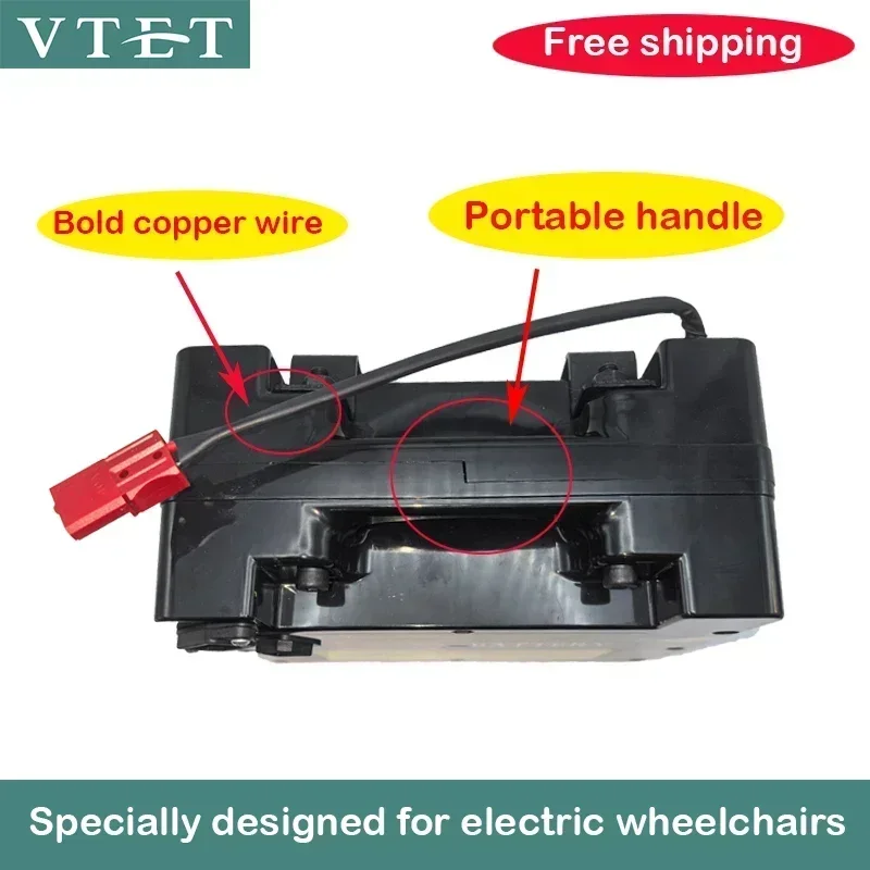 VTET 24V24AH/12Ah Electric Wheelchair Universal Portable Battery Brand New Genuine, Long-lasting, Safe and Reliable Battery Pack