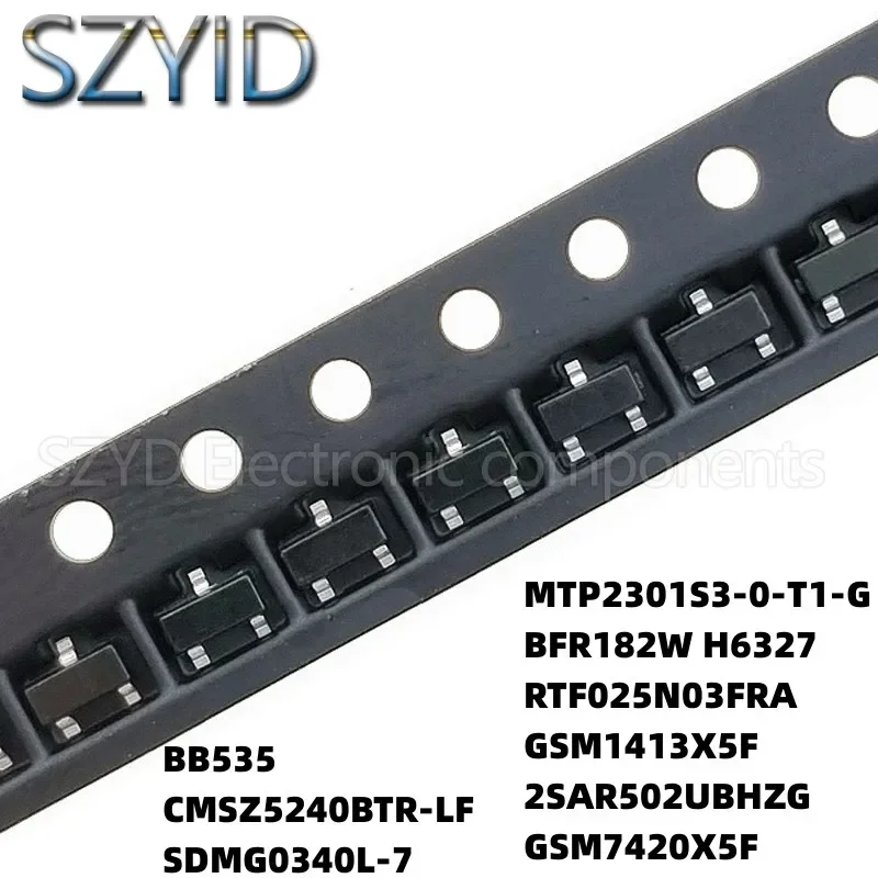 100PCS SOT323 BB535 CMSZ5240BTR-LF SDMG0340L-7 MTP2301S3-0-T1-G BFR182W H6327 RTF025N03FRA GSM1413X5F 2SAR502UBHZG GSM7420X5F