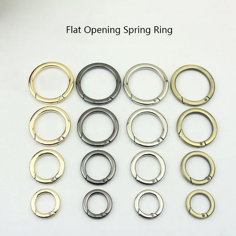 50pcs 16/20/25/32/38mm Flat Spring O Ring Buckles Metal Snap Clasp for Bag Strap Keychain Handbag Connector Hook DIY Hardware