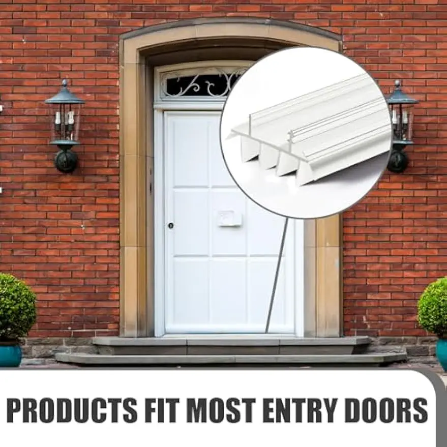 Weiße PVC-Türbodendichtung mit Vinylflossen, 36" Länge, 1,75" Breite, Kerf-Stil, Wetterschutz für 7/8" Lücke (4er-Pack)