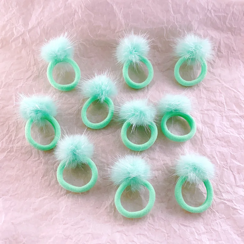 Pompom Elastic Hair Ties Flurry Ball Ponytail Holder Head Rope Faux Rabbit Fur Hair Accessories