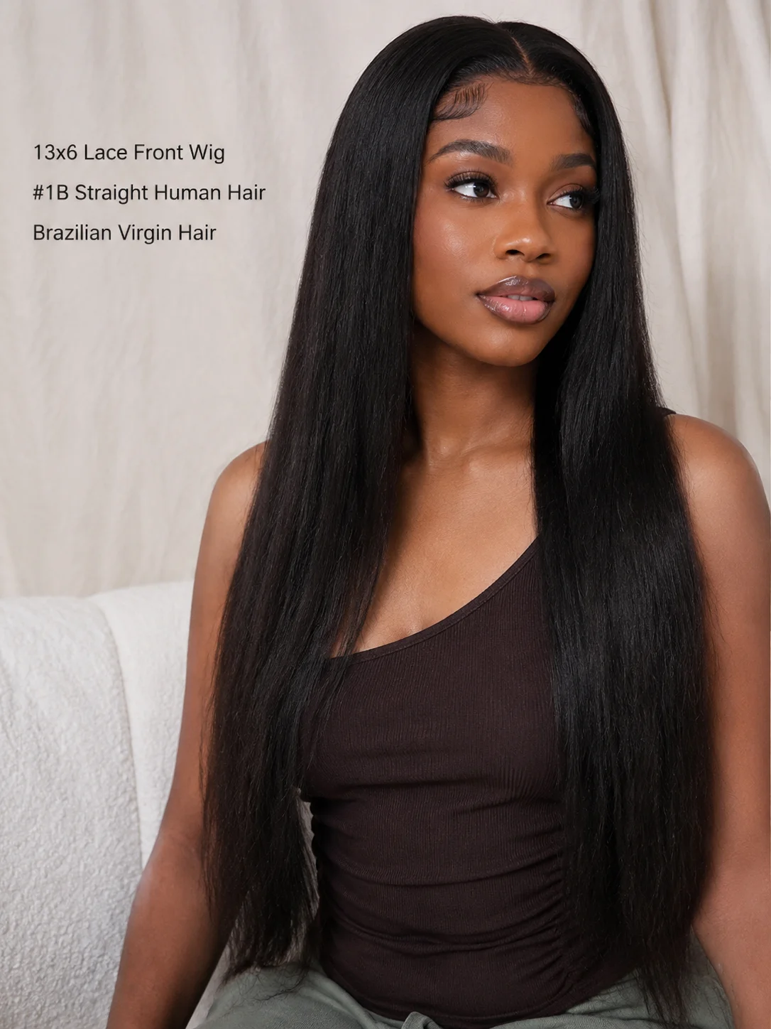 TIMOPOL 13x6 HD Transparent Lace Front Wig #1B Natural Black Straight Human Hair Wigs Pre Plucked Baby Hair Brazilian Virgin Hair Glueless Wear And Go Wig For Black Women