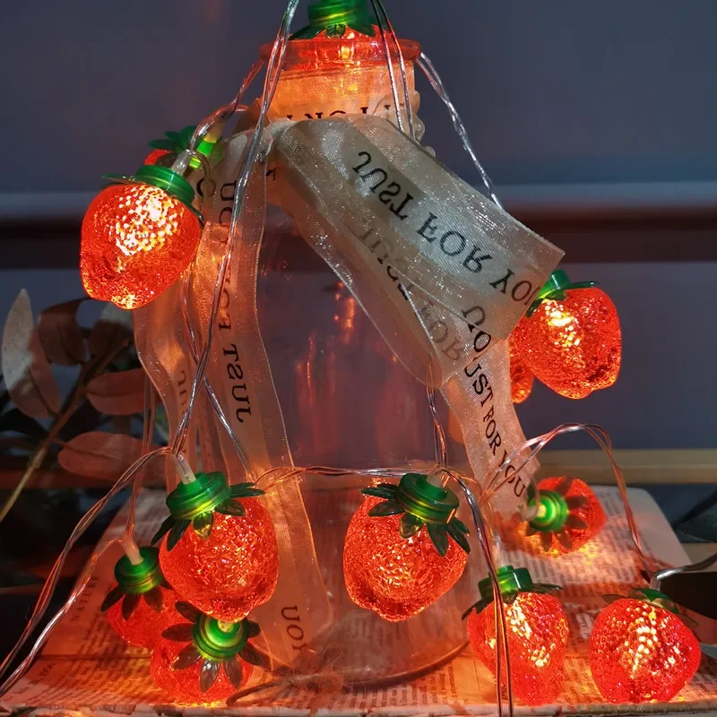 Nice LED Fruit Strawberry Lighting Strings Indoor Atmosphere Lamps Bedroom Decoration