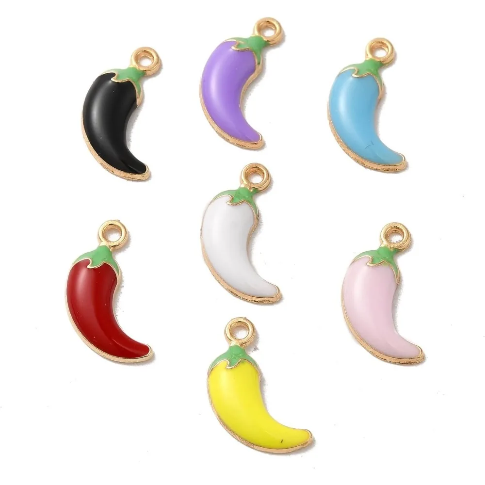 20 шт., подвески «Перец» из сплава, эмали, светло-золото, подвеска «Перец», разноцветный кулон, украшение для женщин, ожерелье, браслет, серьги «сделай сам»