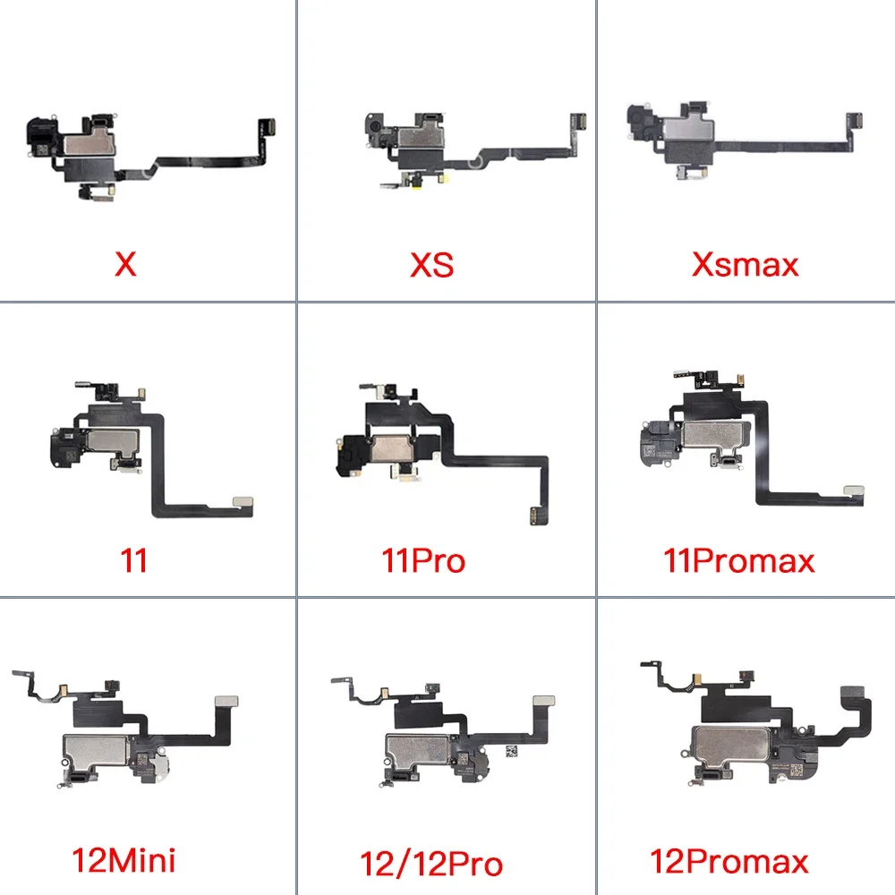 Ear Speaker Flex Cable Replacement For iPhone X XR XS 11 12 Mini Pro Max Top Loud Speaker With Microphone Proximity Sensor