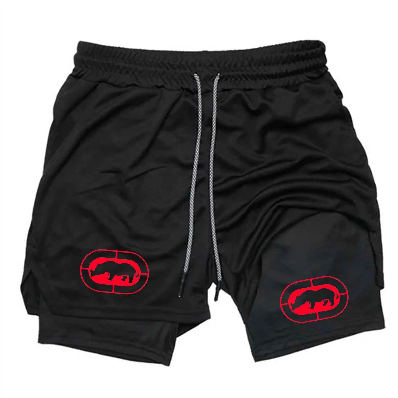 

Мужские спортивные шорты 2-в-1 с сетчатыми вставками, быстросохнущие, с карманом, для лета, фитнеса, бега и тренировок в зале.