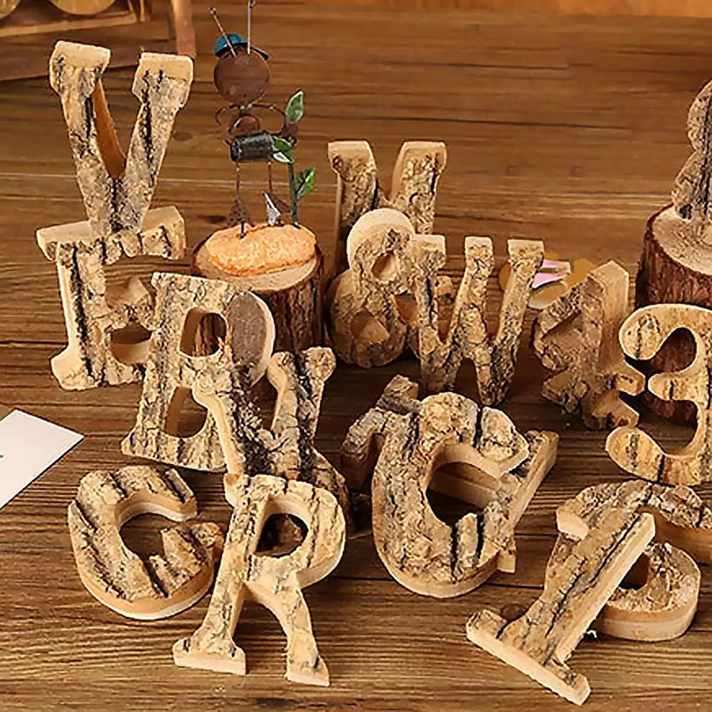 1PC Wooden Letters Home Decor Alphabet Number DIY Home Bar Party Decoration Vintage Natural Home Decoration Accessories For Home