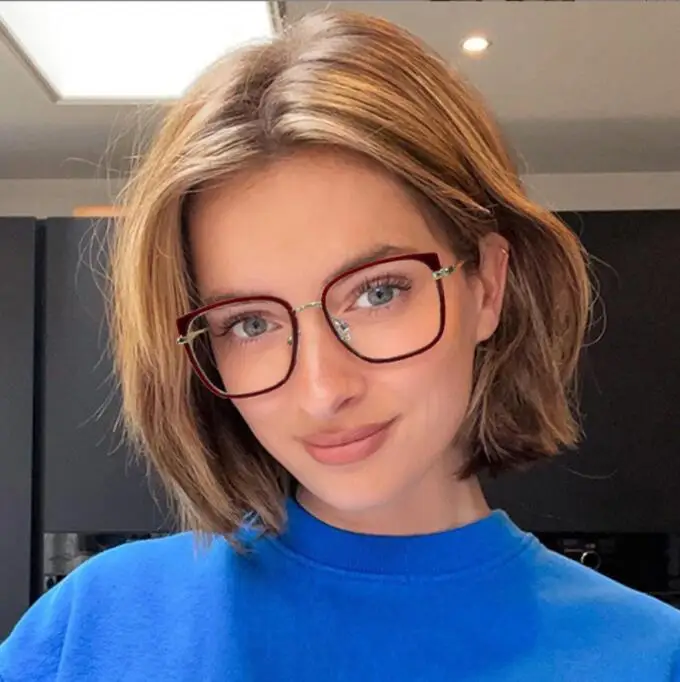 

gaming blue light glasses Office Anti Blue Light Oversized Glasses Computer Women Blue Blocking Gaming Big Size Moon Cat Eye