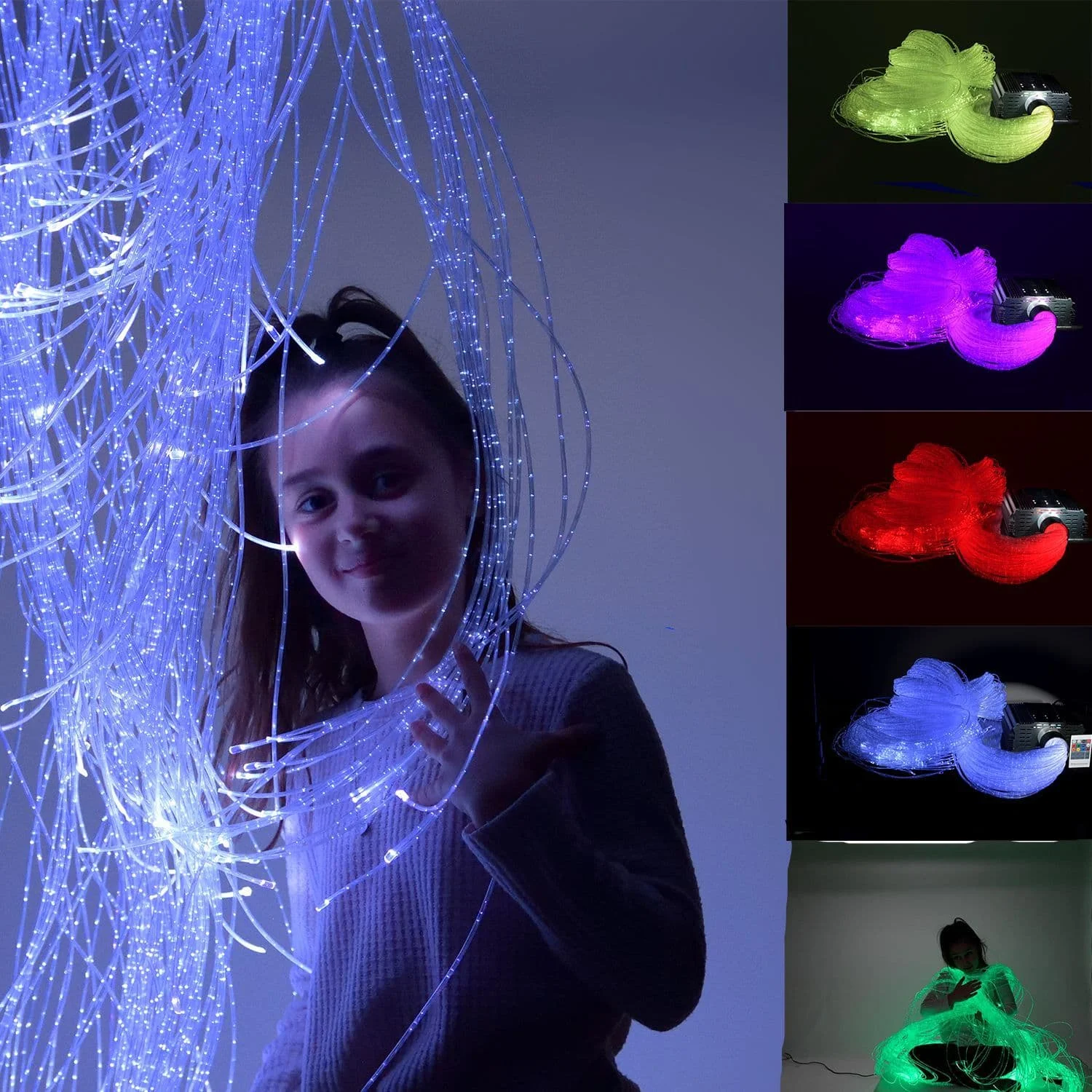 Sensory Led Fiber Optic Lights 3*0.75mm Sparkle Side Glow Cable Light for Fiber Optic Sensory Kit