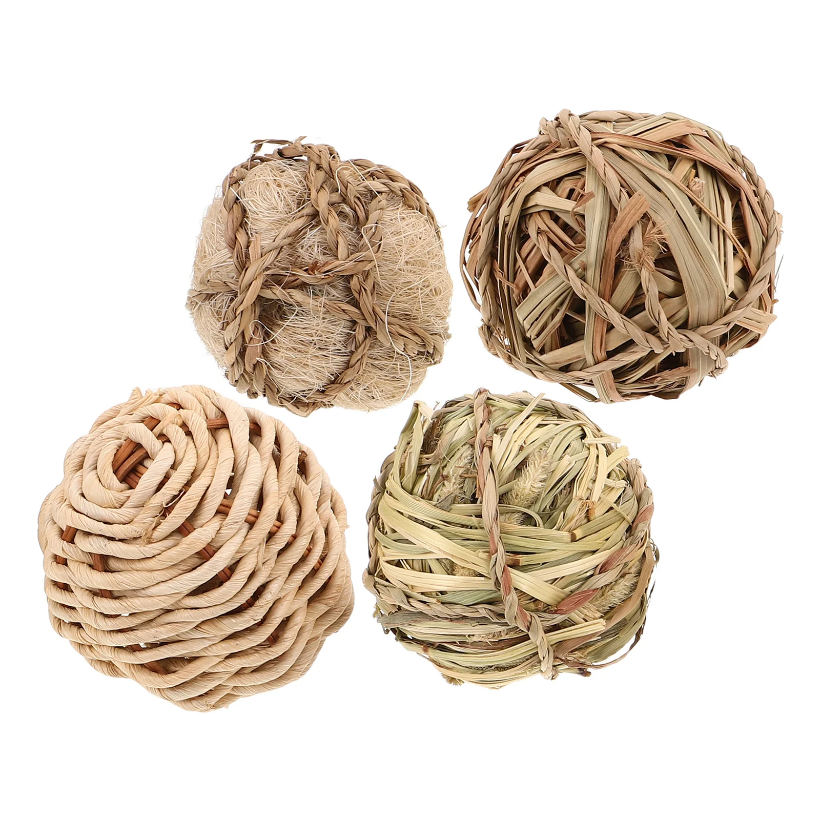 

4Pcs Handwoven Natural Grass Balls Chew for Rabbits Hamsters Guinea Pigs Chinchillas Small Animal Indoor Outdoor Play