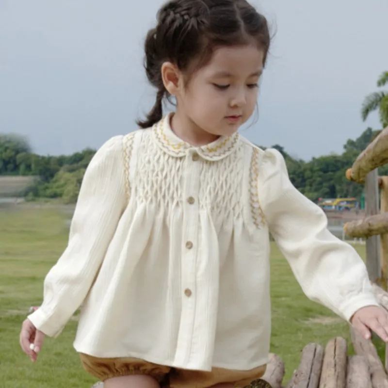 

blouse meisje top for baby girls vintage toddler long-sleeved shirts blooming blusa niña manga larga