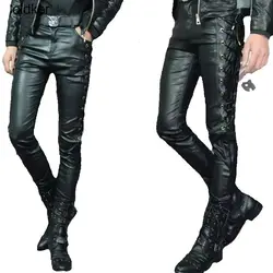  Medieval Pants Men Adult Men Faux Leather Pants Gothic Punk Cosplay Costume Leather Motorcycle Club Trousers