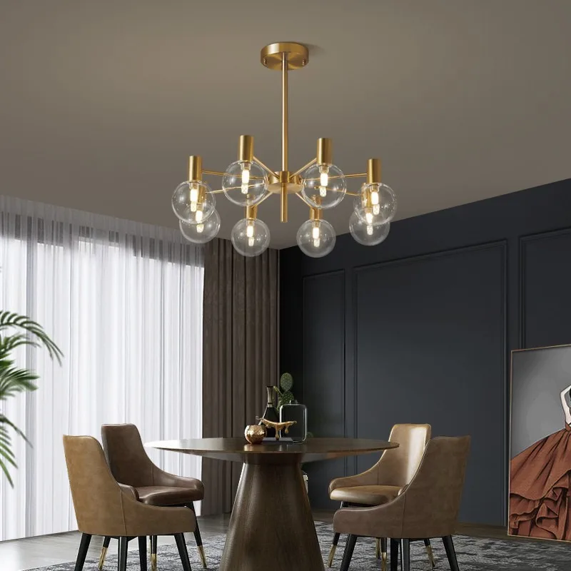 Nordic Magic Bean Chandelier Simple Modern Living Room Dining Room Bedroom Lighting Advanced Molecular Glass Wrought Iron Lamp