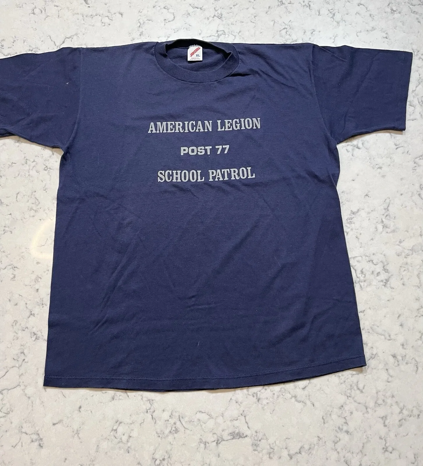 Camiseta vintage para hombre Jerzees azul marino American Legion Post 77 talla XL