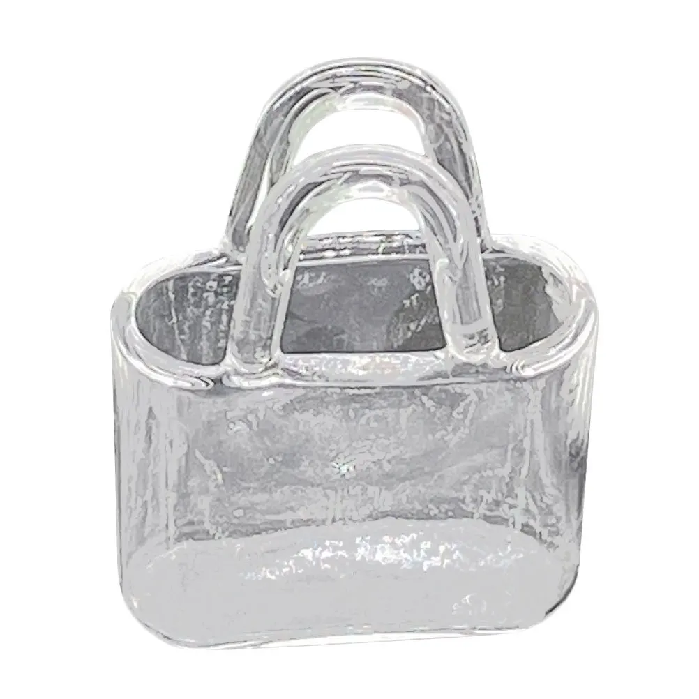 مزهرية زجاجية صغيرة على شكل حقيبة يد، زخرفة تعليمية صغيرة خفيفة الوزن للأطفال، ديكور منزلي لخزان الأسماك المصغر