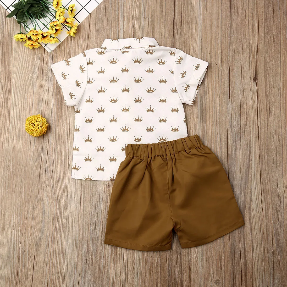 2022 New Kids Boys Summer Clothes Sets Baby Gentleman Suits Lapel T-shirt Tops + Short Pants 2Pcs Outfits Boys Clothing 0-6Y