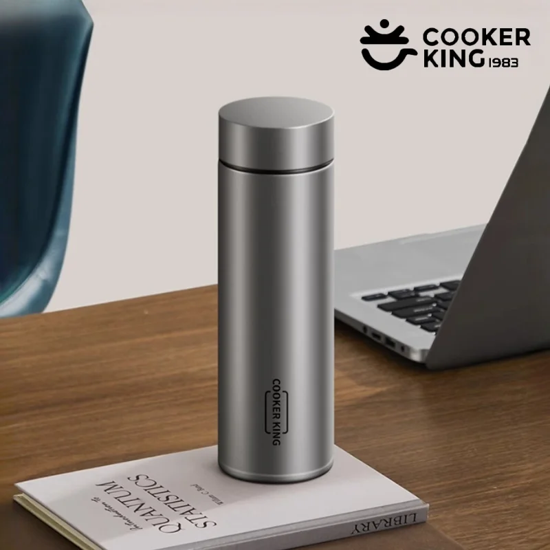 COOKER KING 450ml Pure Titanium Insulated Cup Thermos Bottle with Tea Strainer Brewing Tea Vacuum Business Cup Lightweight Mug