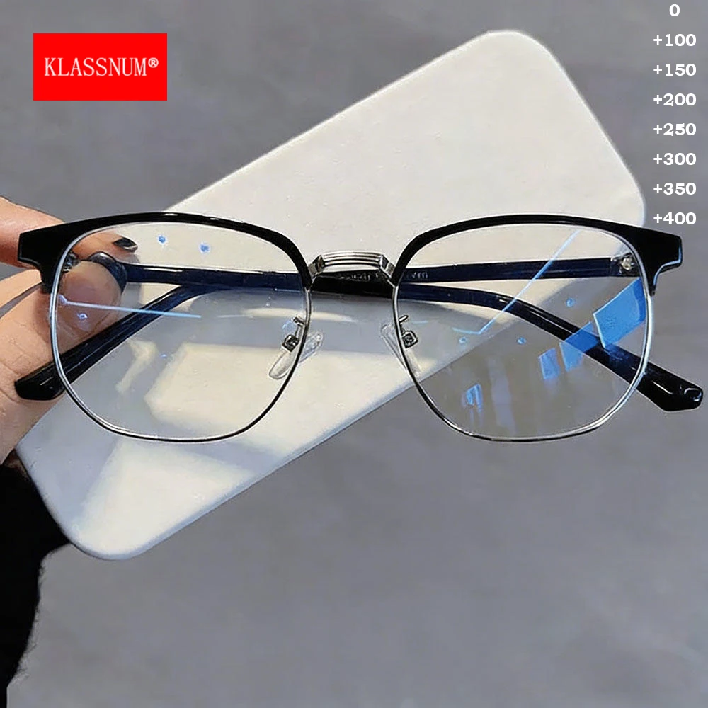 KLASSNUM KLASSNUM Plus Reading Glasses Men Anti Blue Light Half Frame Presbyopic Magnifying Lens Optical Spectacles 0+1+1.5+2.0+2.5+3.0 - Aliexpress Deal