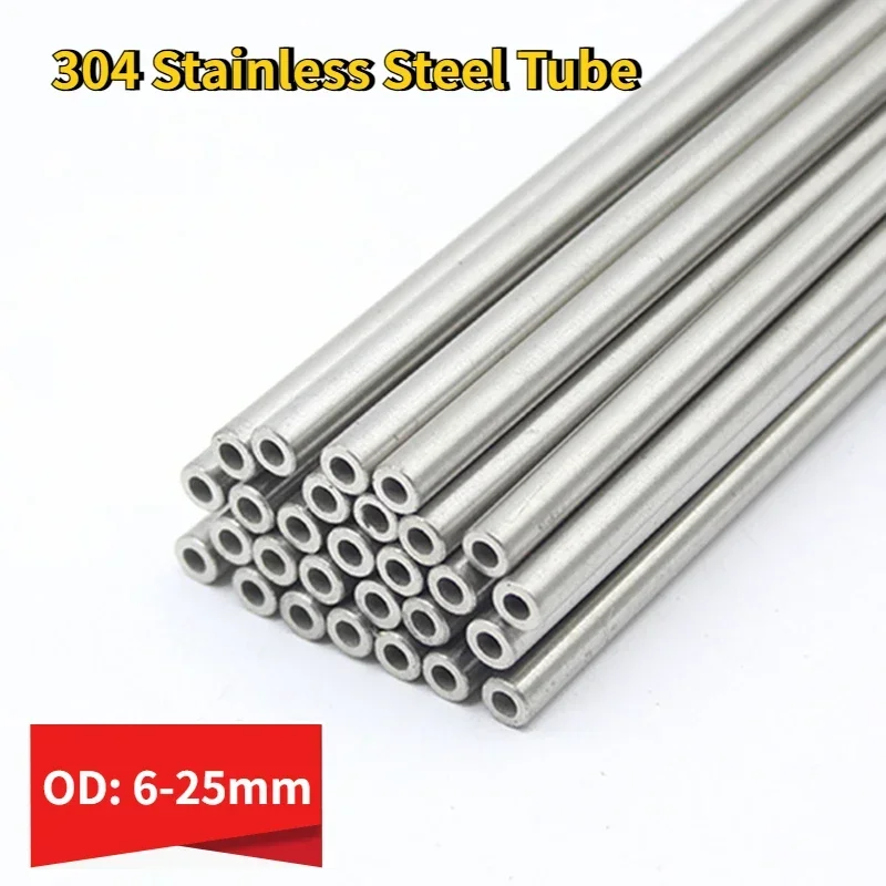 

2Pcs Length 495mm 304 Stainless Steel Tube OD 6/6.5/7/7.5/8/8.5/9/10-25mm Hollow Round Tube Capillary Pipe Wall Thick 0.3-3mm