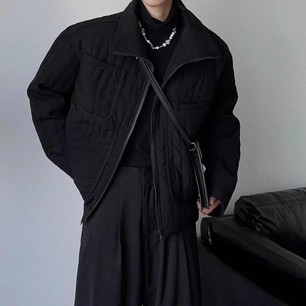 Dark Simple Short Cotton Jacket Fall and Winter Men and Women Casual Loose Stand-up Collar Cotton Jacket Fashion Coat Jackets