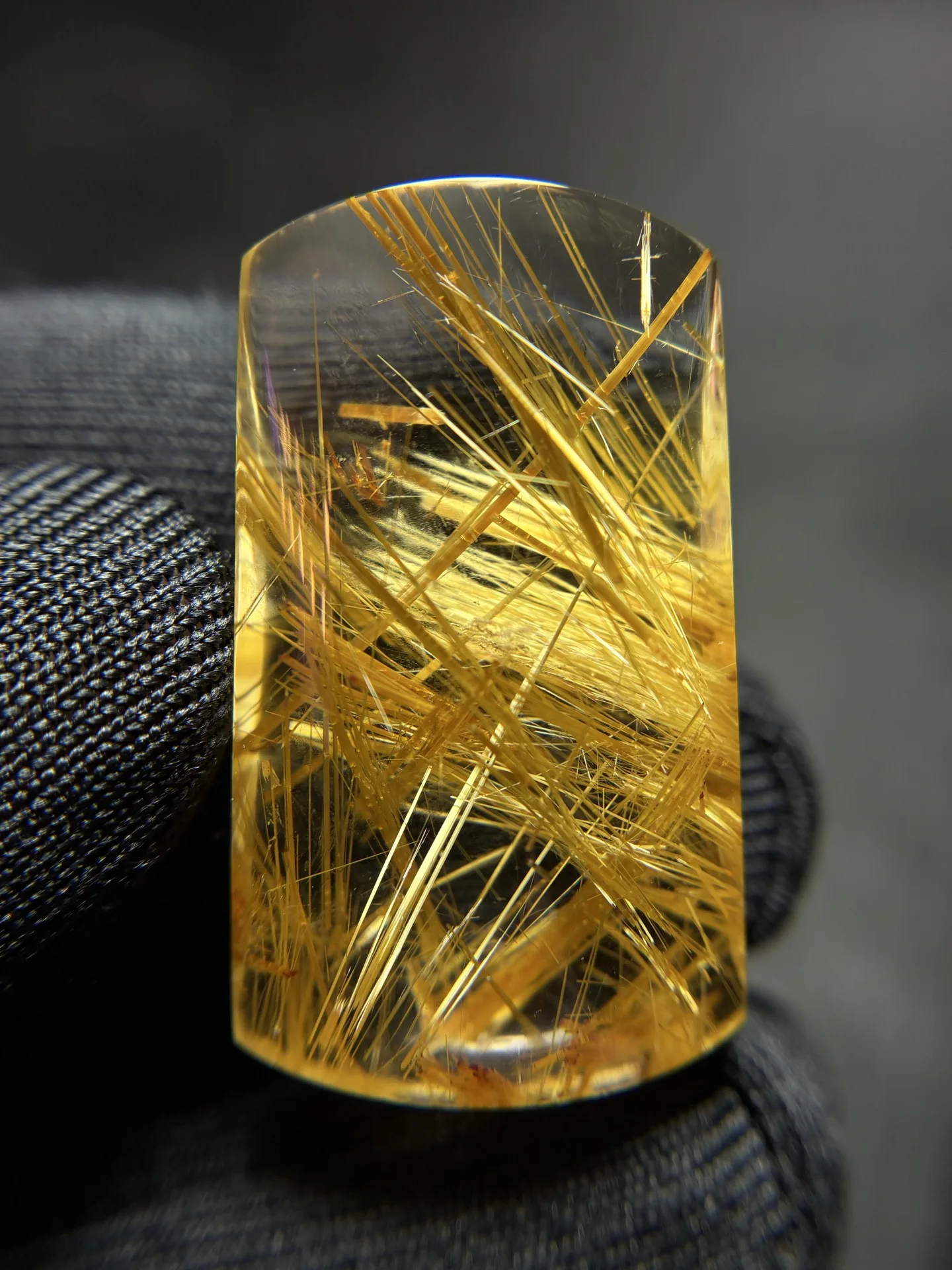 Natural Gold Rutilated Quartz Pendant Rutilated Beads Jewelry Men Women Brazil 30x17.4x10.3mm Rectangle AAAAAAA