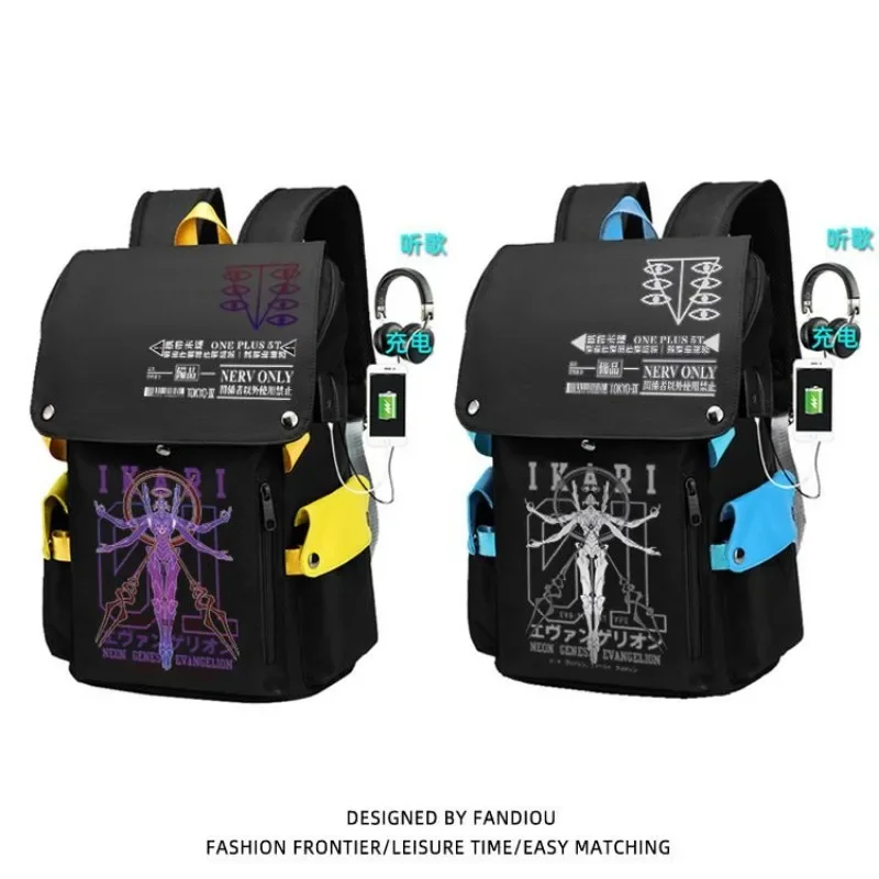 

Cartoon Anime Neon Genesis Evangelion EVA Periphery Ayanami Asuka Shoulders Bag Student Backpack School Bag back to School Gift