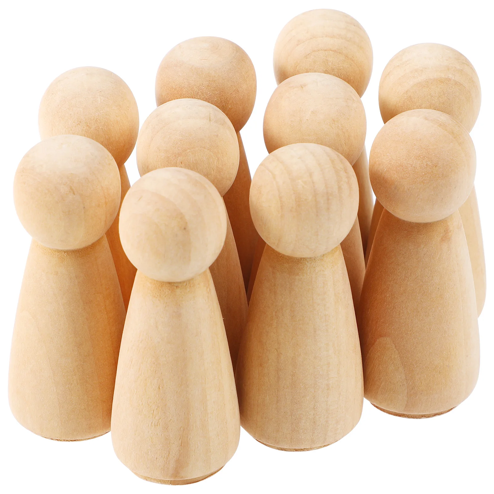 10Pcs Wood Peg Dolls Unfinished Mom Shape Wooden Peg People DIY Painting Handicrafts Wooden Peg for Craft Miniature Figures