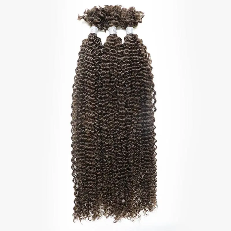 Kinky Twist Crochet Braiding Hair 100% Human hair Bundles Sleek Curly Human Hair Bulks QVR 3 PCS Afro Kinky V Bulk Hair for