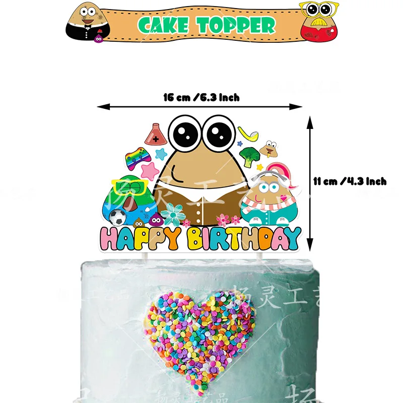 My Pet Alien Pou Birthday Party Supplies Cartoon Anime Peripheral Balloons Banner Toppers Invitation Card Decorative Accessories