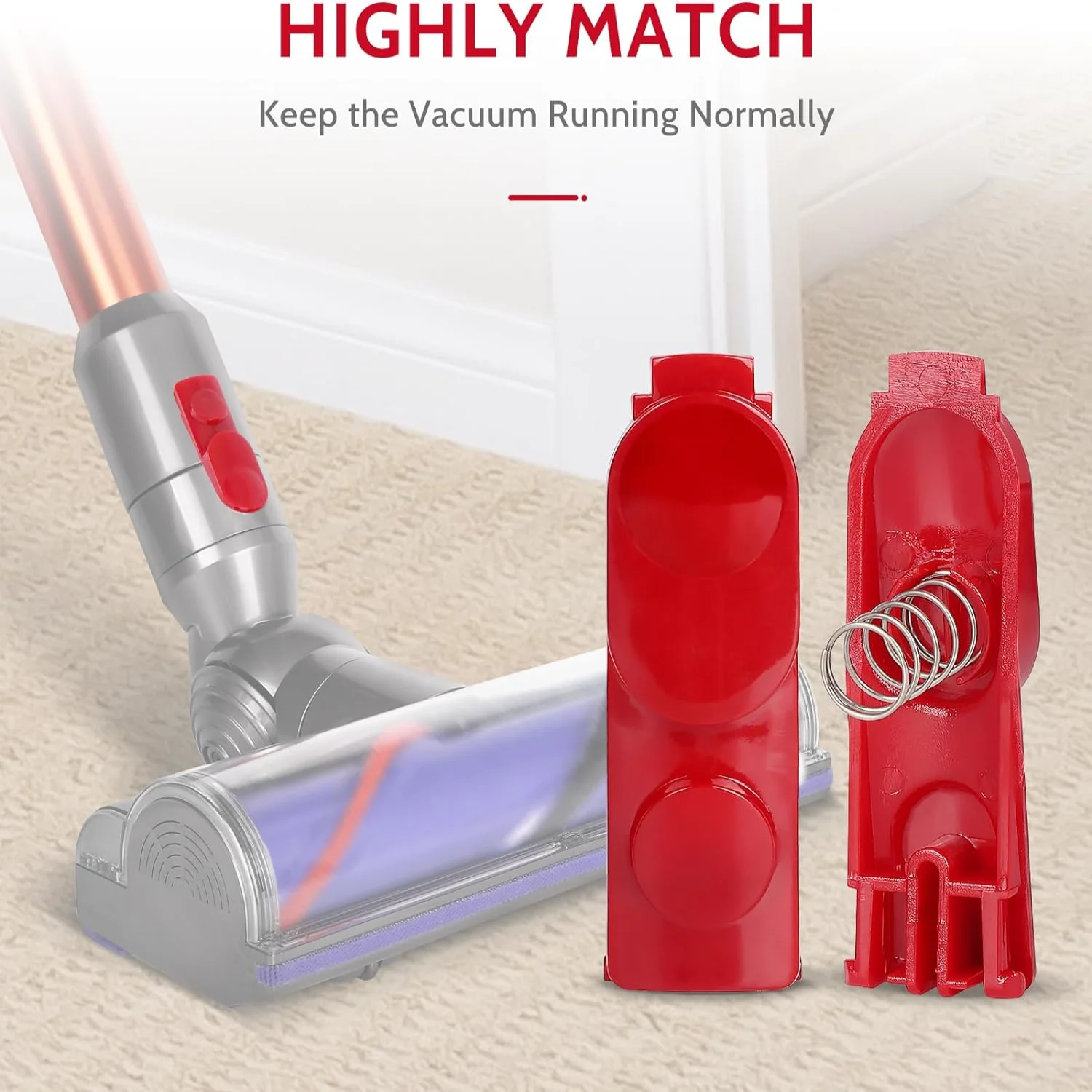 Confezione da 2 tubi per bacchetta/pulsante per linguetta di chiusura con clip per testina detergente compatibile con aspirapolvere V8 V10 V11 V15, bacchetta/strumento di illuminazione ma