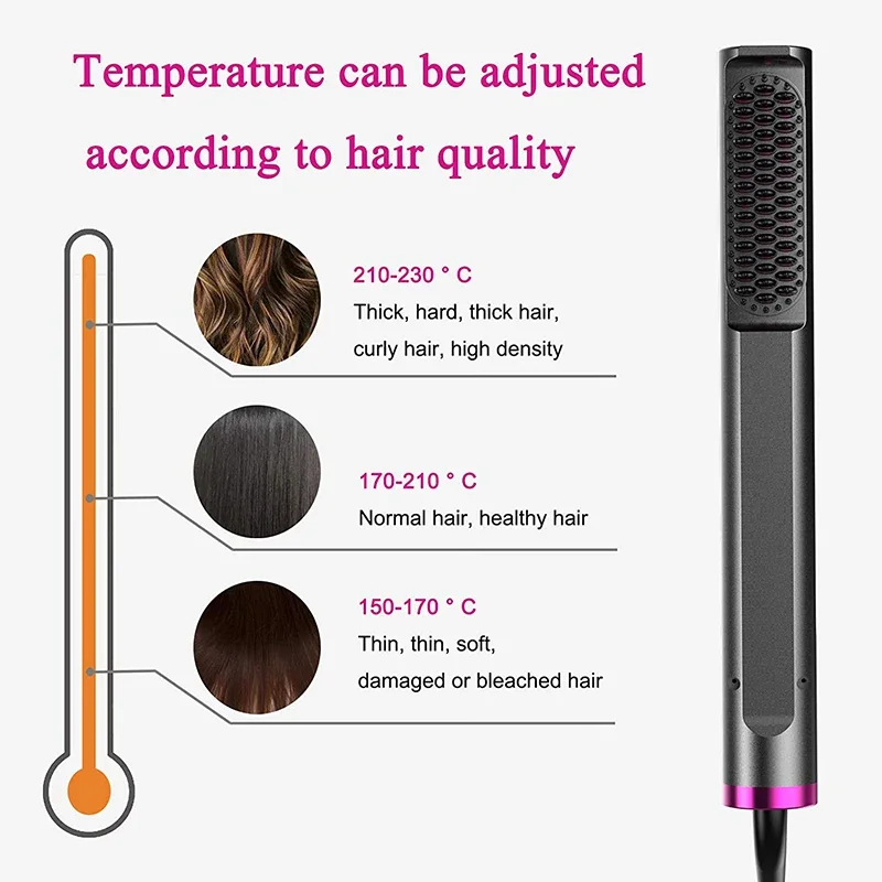 2 in 1 Hair Straightener Multifunctional Curling & Straightening Brush Ceramic Hot Comb Generator Helps Reduce Frizz Salon Tools view 4