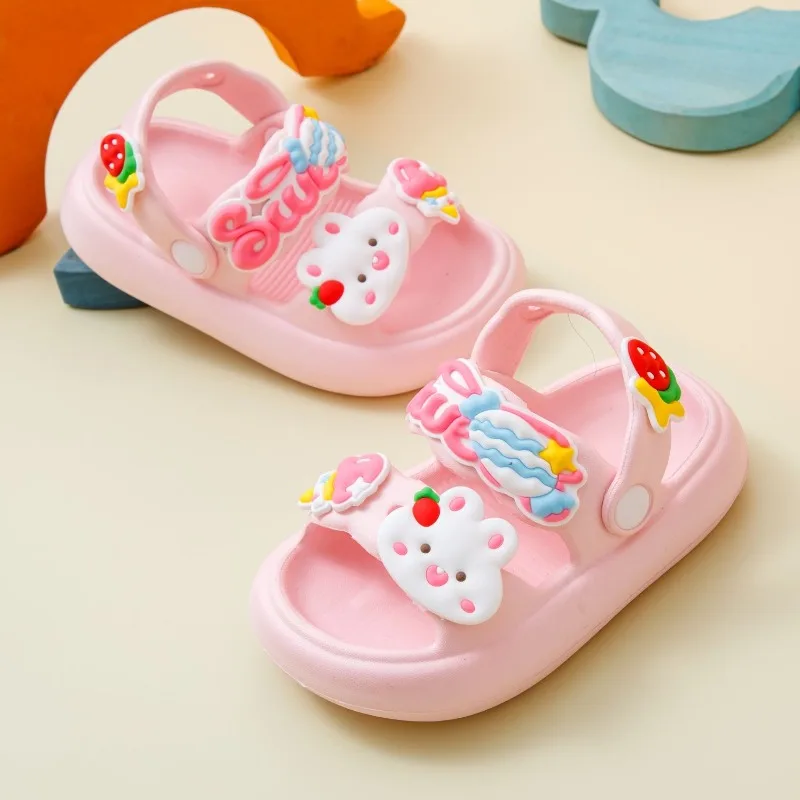 Children Sandals Slip-On Cute Cartoon Girls Shoes EVA Sole Non-slip Beach Sandals Summer Comfort Kids Slides Light Boys Slippers