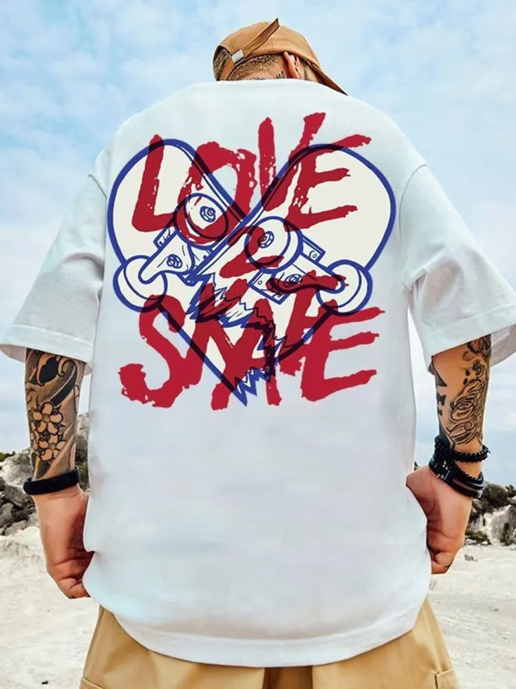 

Summer New Casual Loose T-shirt Short Sleeved Men's Fashion Loose Printing Large 8XL Hip Hop Couple Wear Half Sleeve Cotton Top