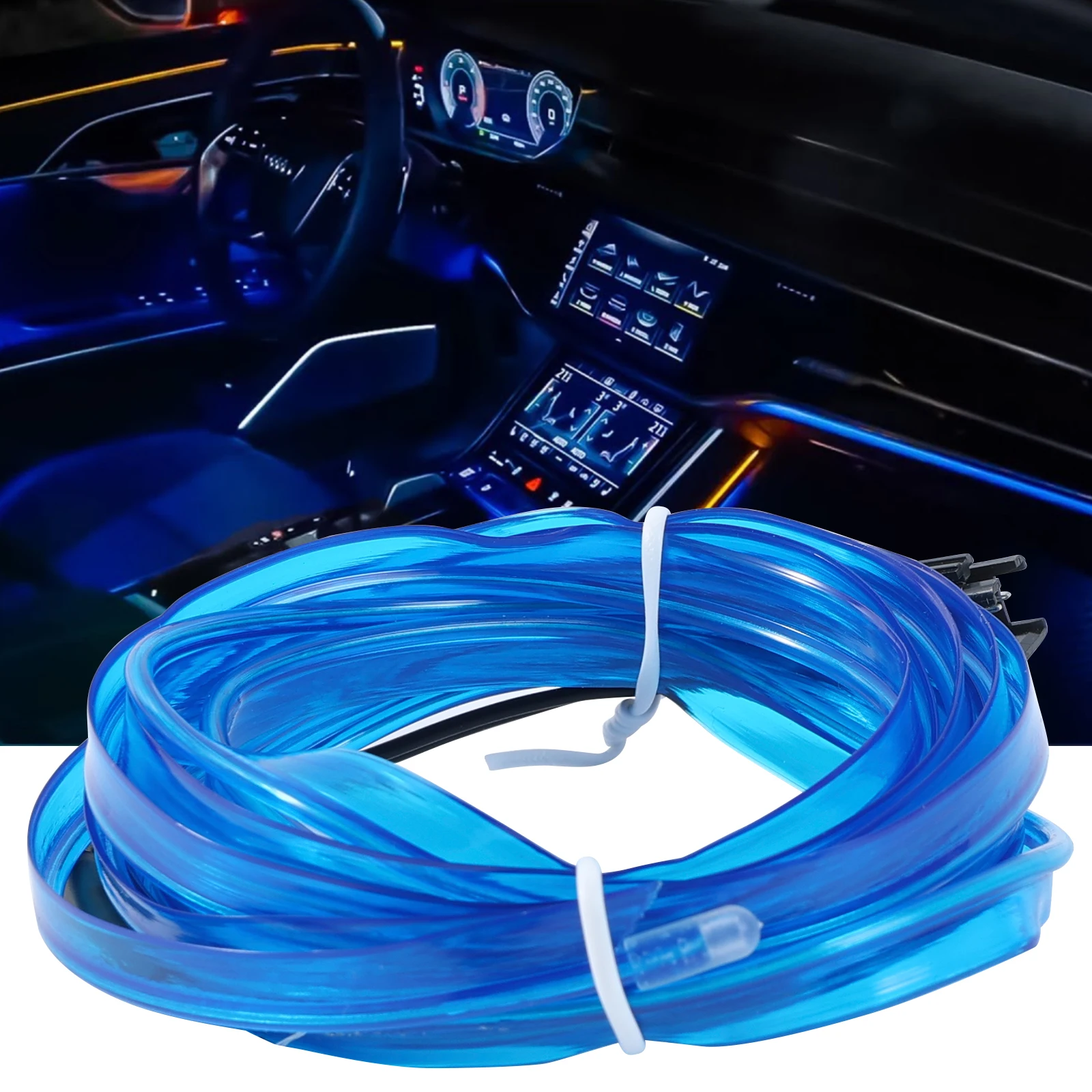 12V Motorcycle LED Ambient Decorative Interior Strip Light Car DRL Styling Flexible Atmosphere Light Waterproof Lamp 2M Blue