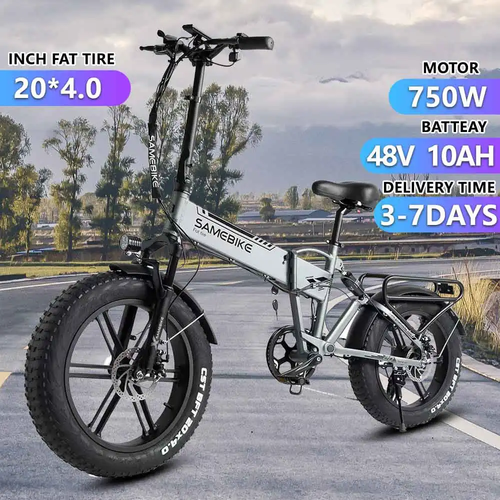 Folding Electric Bicycle 750W Powerful Motor 48V10AH Lithium Battery Electric Bike Adult City Mountain 20*4-inch Fat Tire E Bike